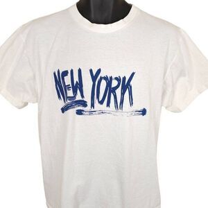Vintage New York City T Shirt Mens Size Medium White Y2K NYC Travel Destination